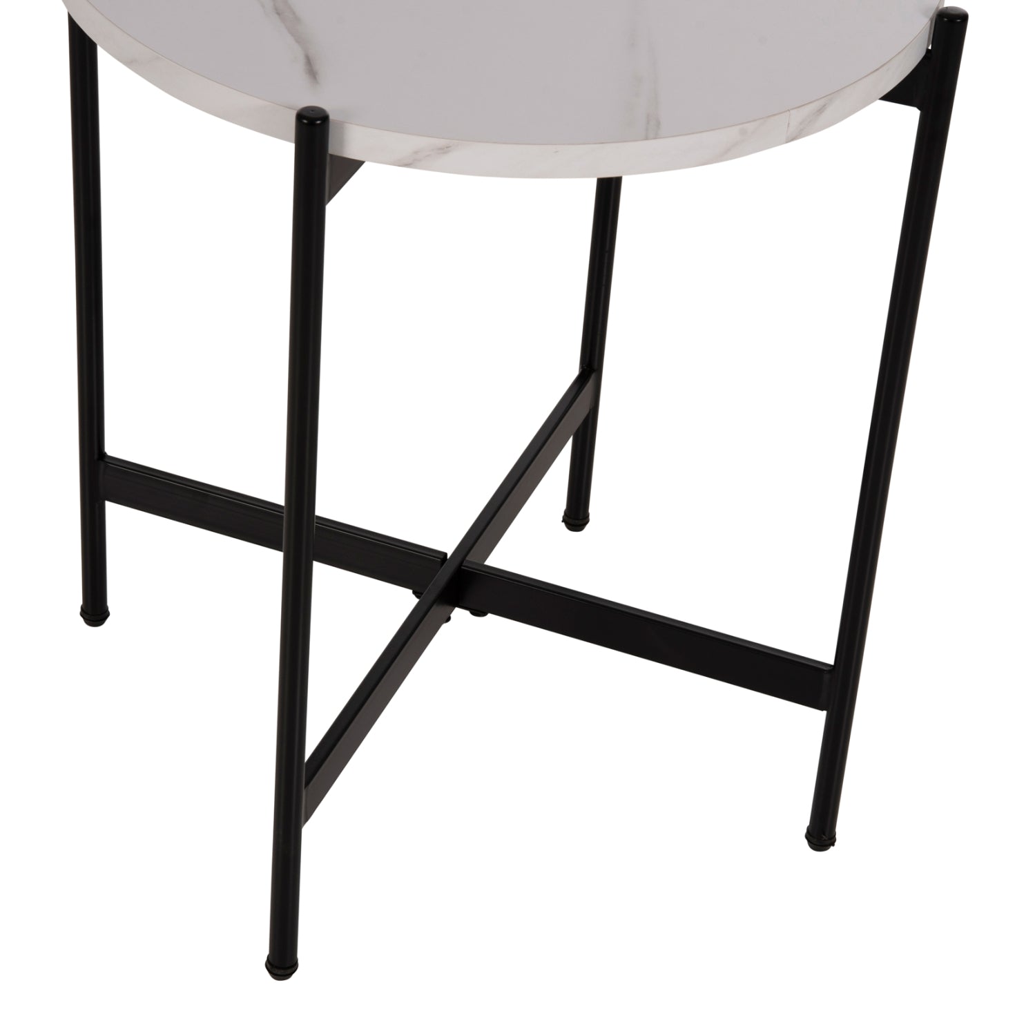 СТРАНИЧНА МАСА MDF БЯЛ МРАМОР-ЧЕРНА МЕТАЛНА ОСНОВА Φ50x55Hсм.