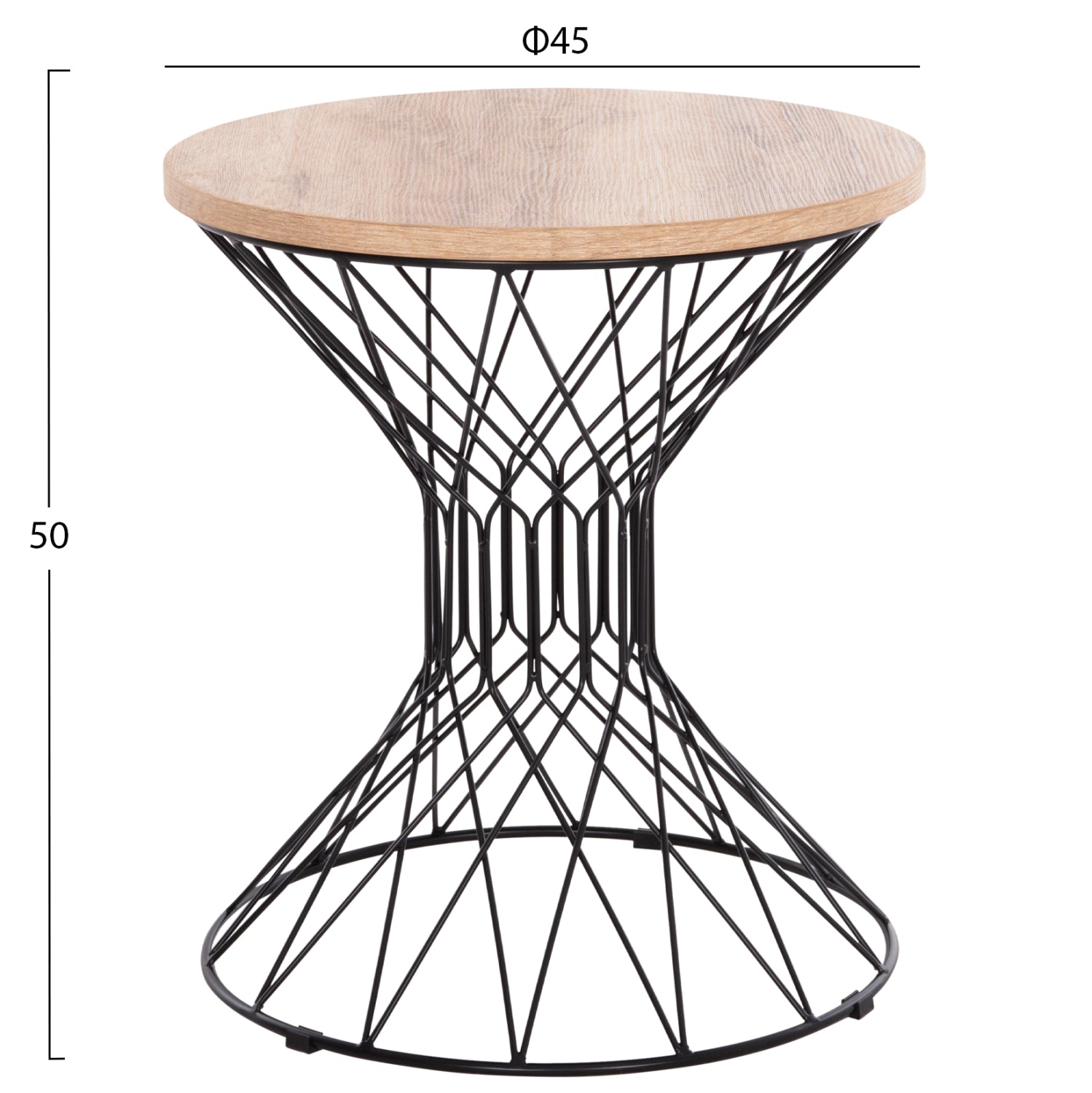 Странична масичка KEON MDF плот в цвят сонома - метална основа Φ45x50 см