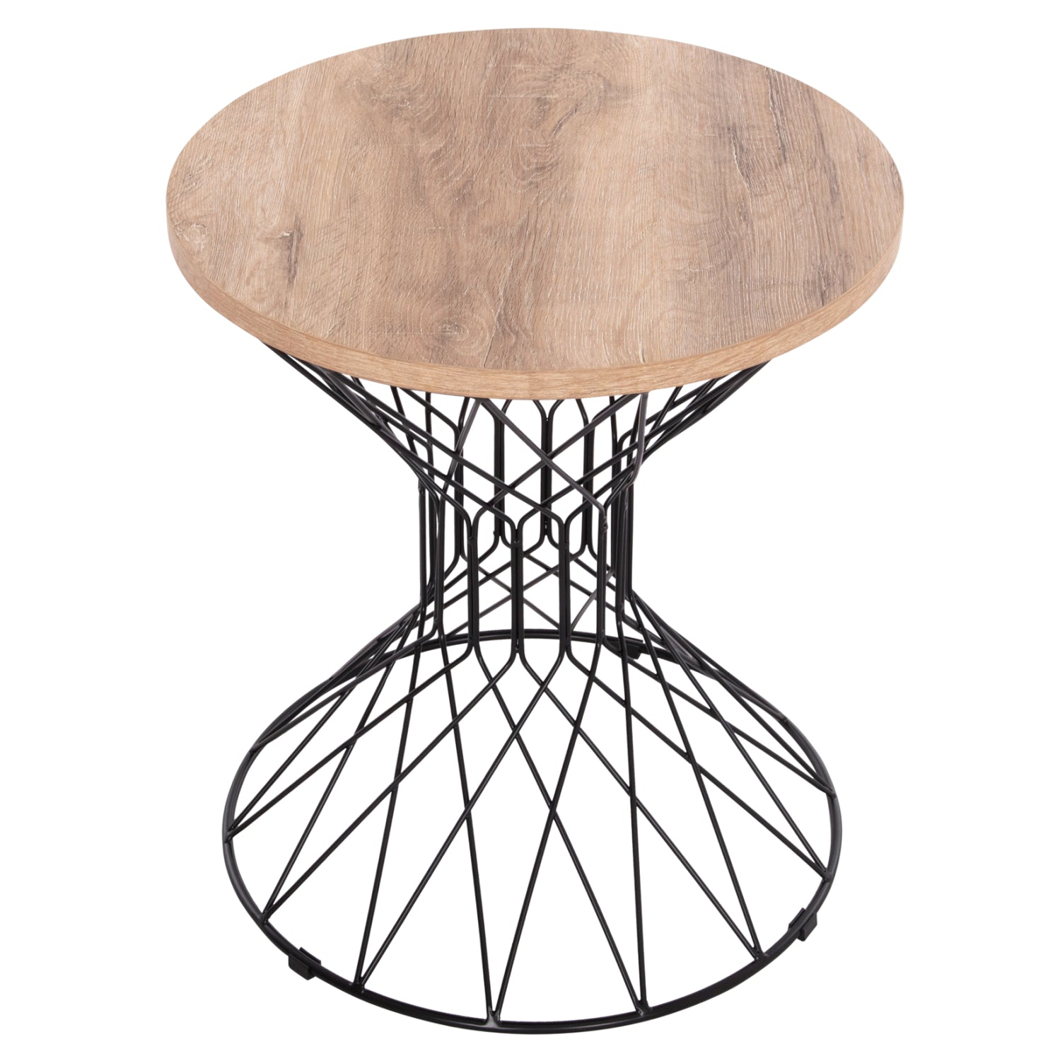 Странична масичка KEON MDF плот в цвят сонома - метална основа Φ45x50 см
