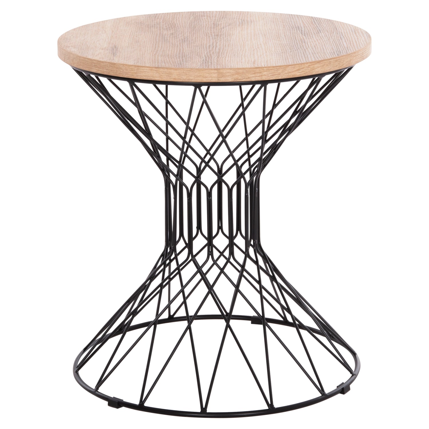 Странична масичка KEON MDF плот в цвят сонома - метална основа Φ45x50 см
