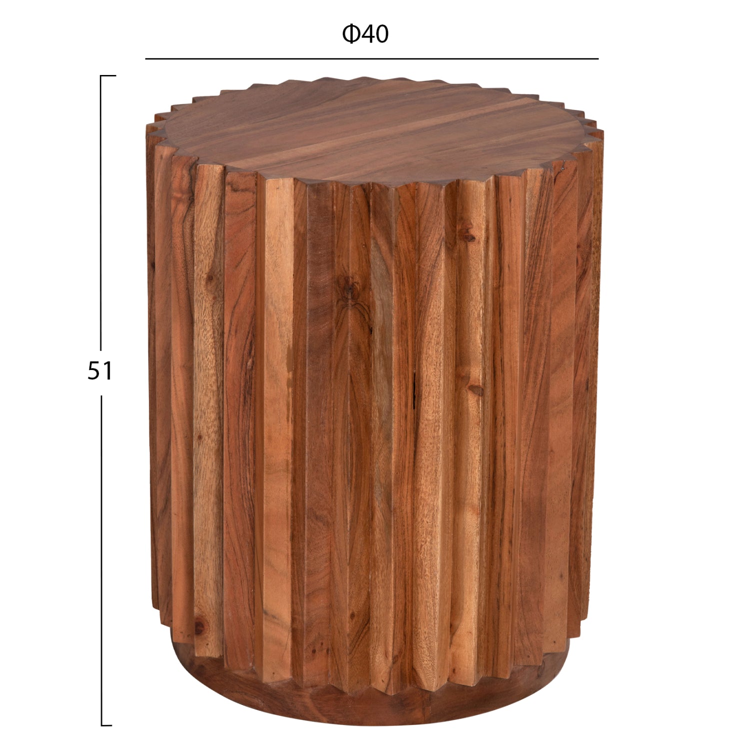 Кръгла странична маса Sedge масив акация - натурален цвят Φ40x50Hсм.