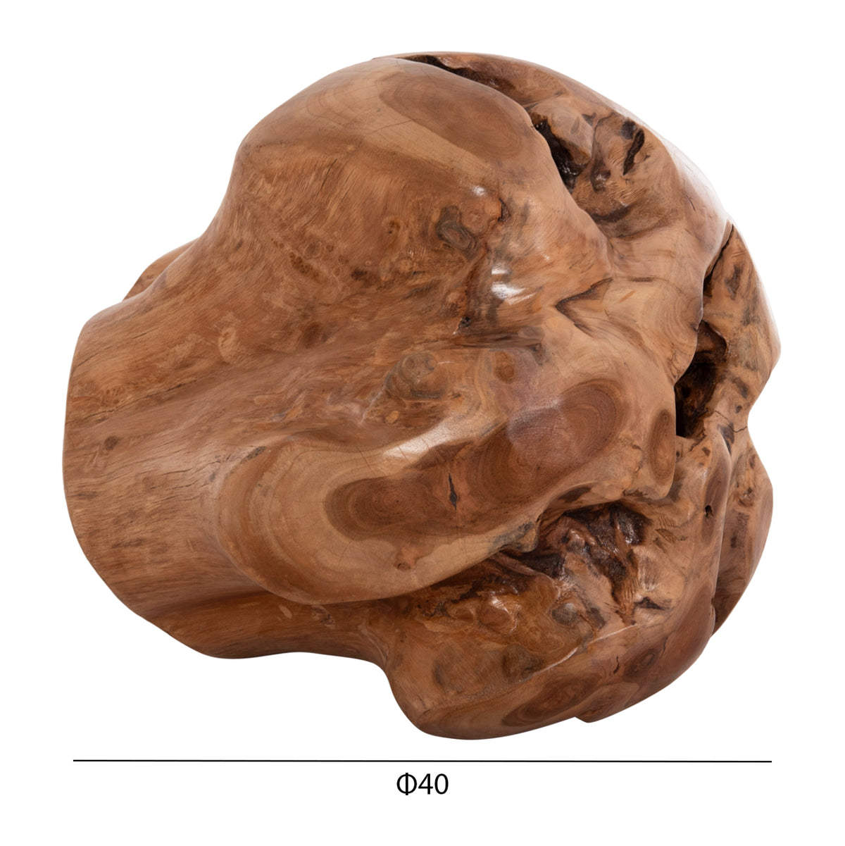 Декоративна топка CLEMOR (M) от масивен тиков дърво - естествен цвят Φ40cm.