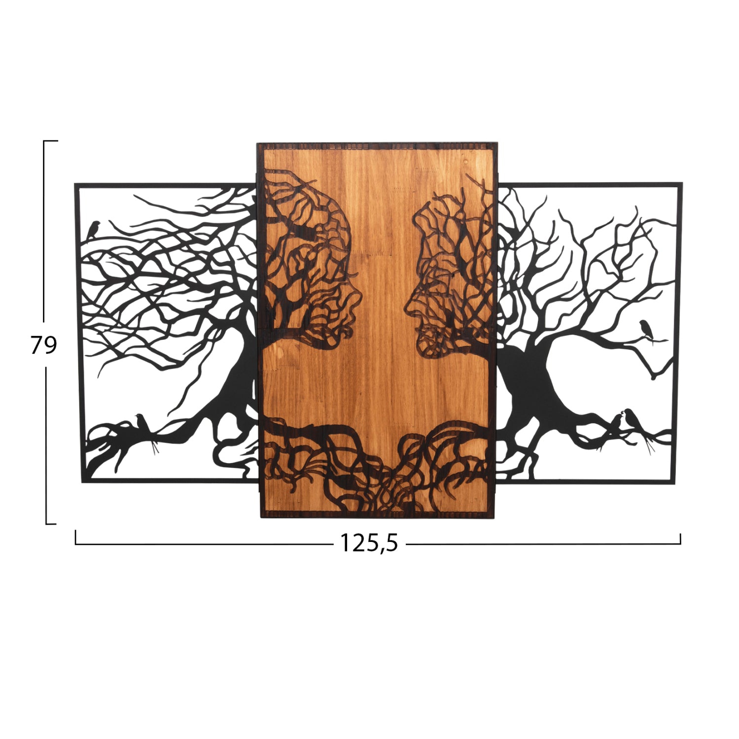 Декорация за стена Illusion метал-дърво 125.5x3(дебелина)x79Всм.