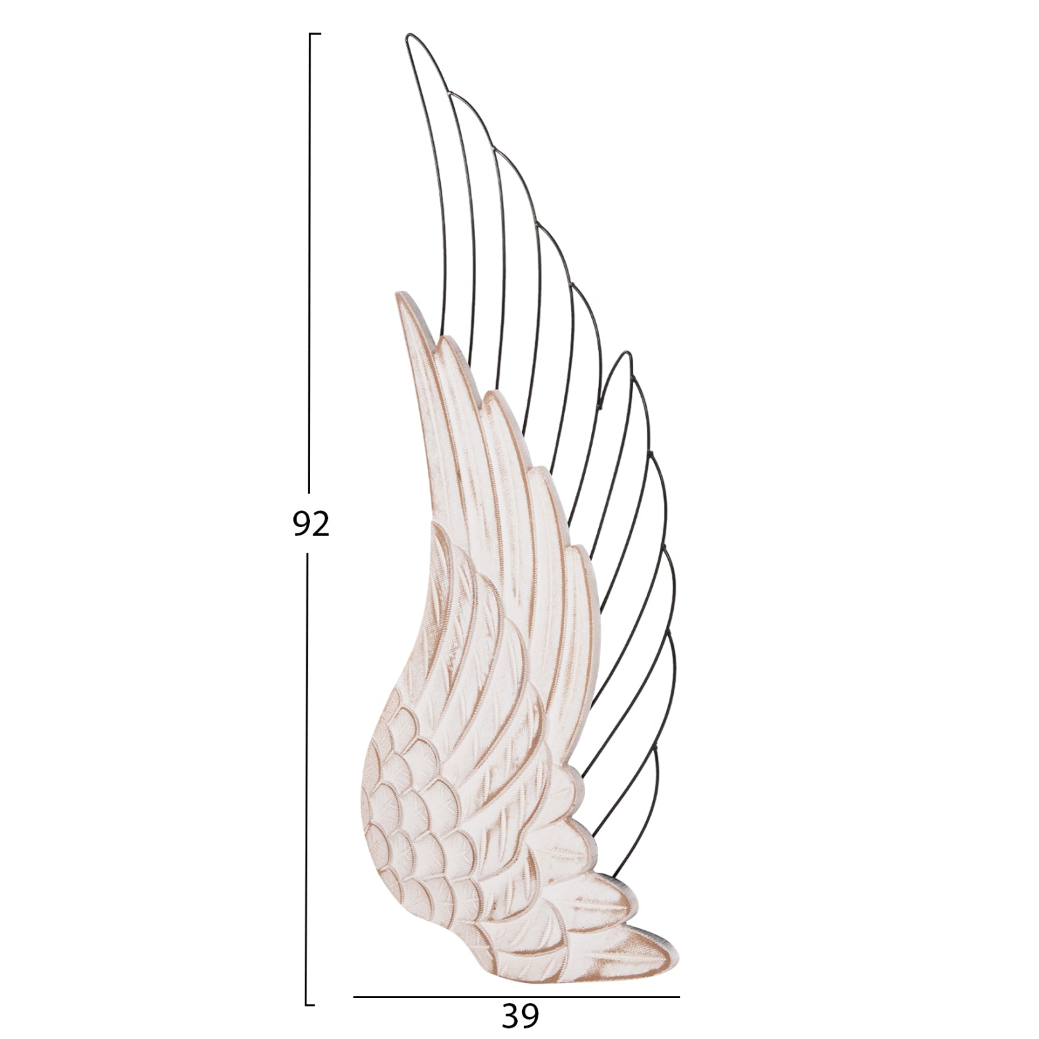 Стенно деко WINGS MDF бяло - черен метал 39x1,5x92Hсм.