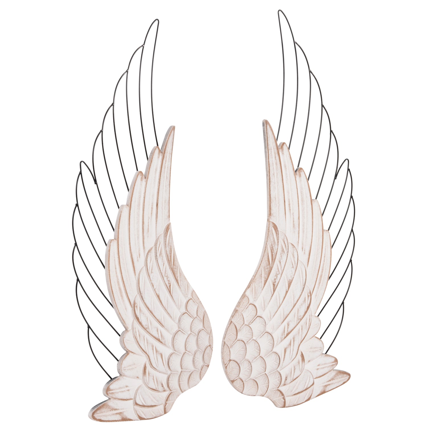 Стенно деко WINGS MDF бяло - черен метал 39x1,5x92Hсм.