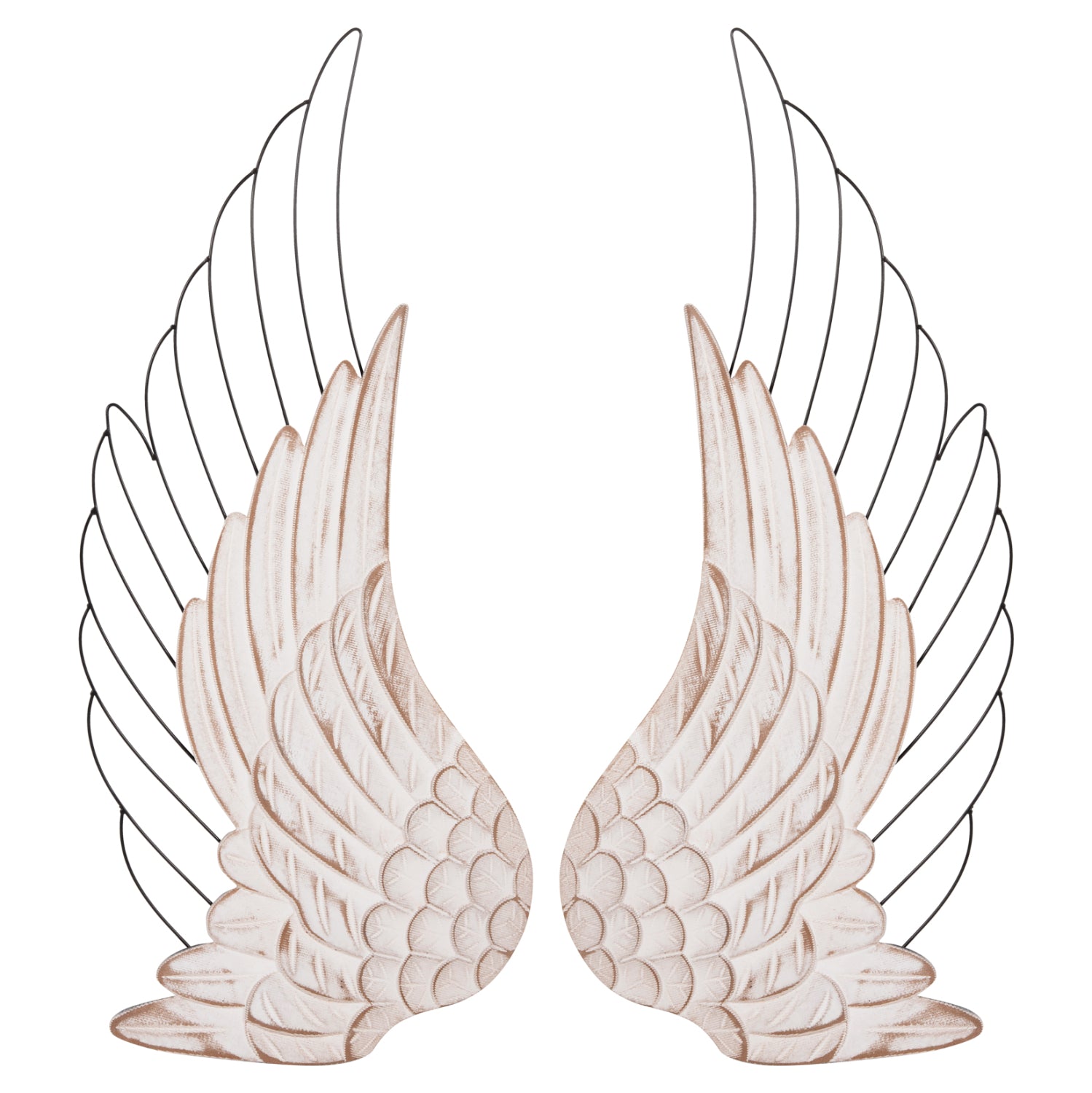 Стенно деко WINGS MDF бяло - черен метал 39x1,5x92Hсм.