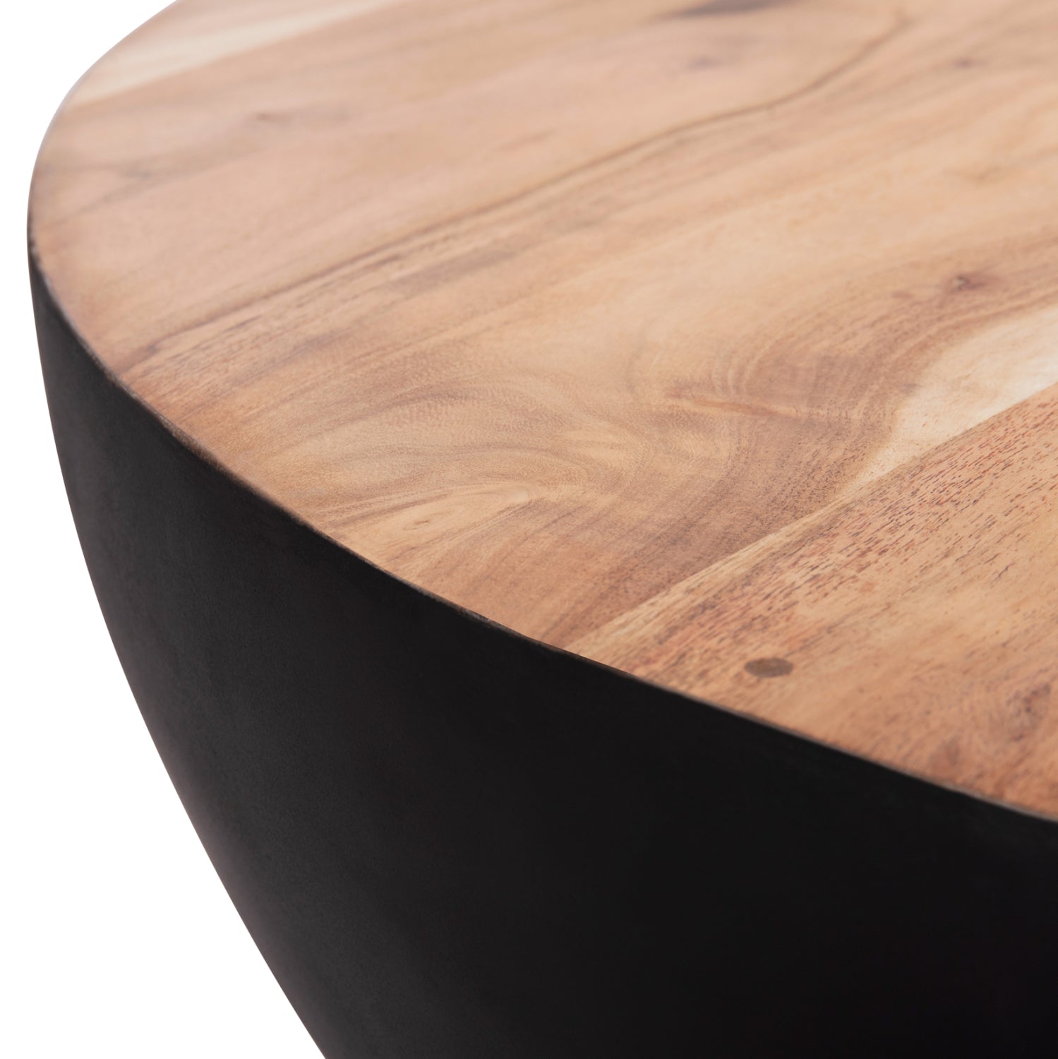 Декоративна кръгла холна маса BOWL черна с плот акация Φ90x37,5см