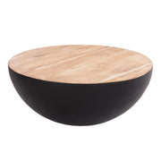 Декоративна кръгла холна маса BOWL черна с плот акация Φ90x37,5см