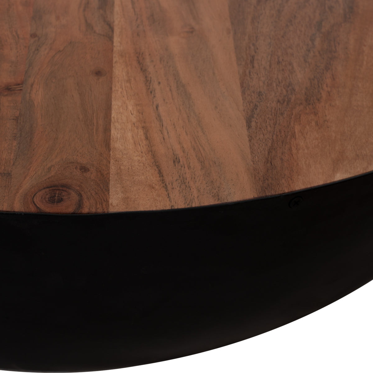Декоративна кръгла масичка за кафе Bowl Ф90x40 см, черна с акациево дърво