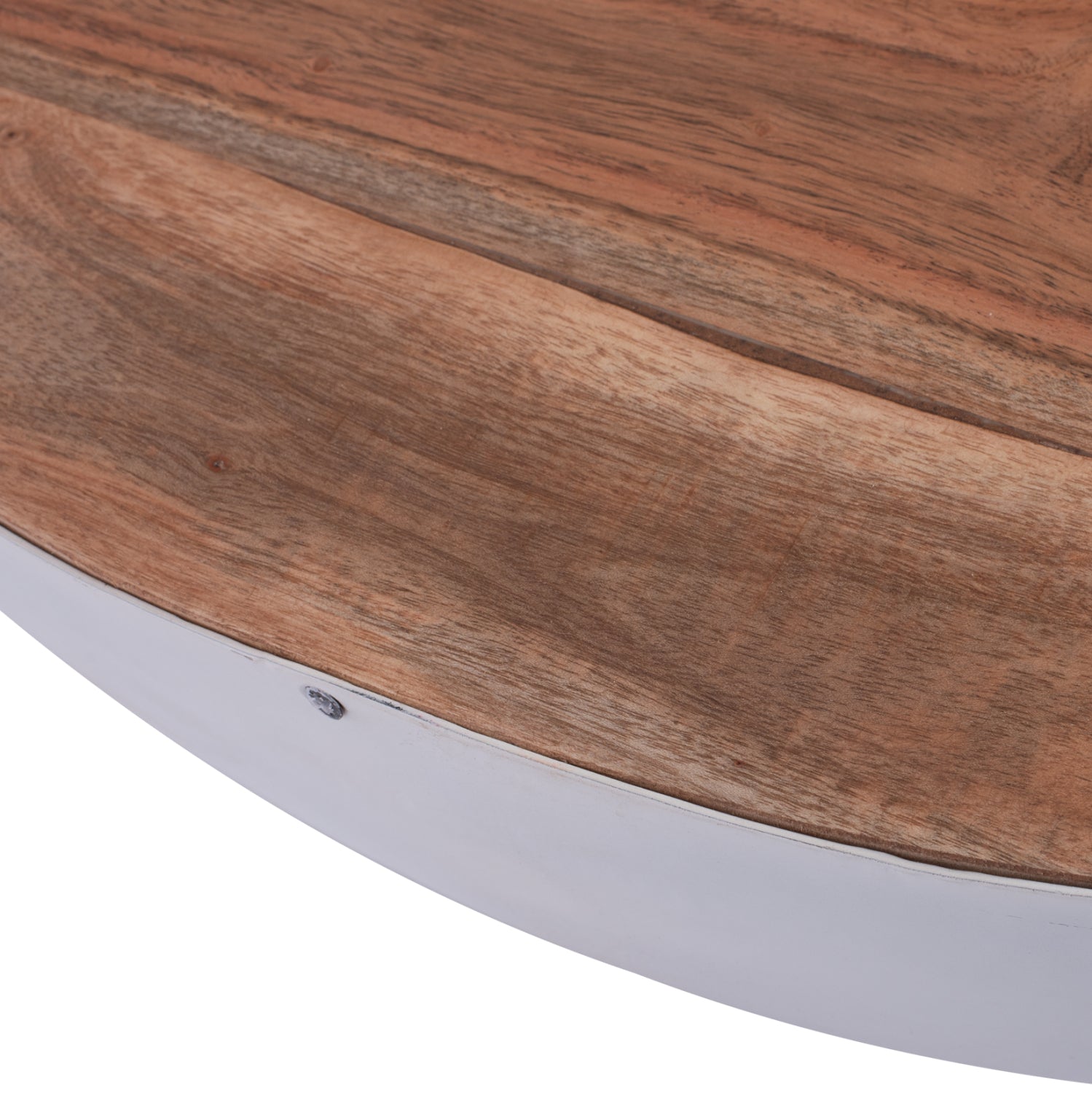 Декоративна кръгла масичка за кафе Bowl 90 см, бяла с акациево дърво