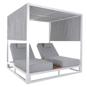 Двойни шезлонги SUNBEDS в куб с сенници GALLANT алуминий в бяло 2x2x2м
