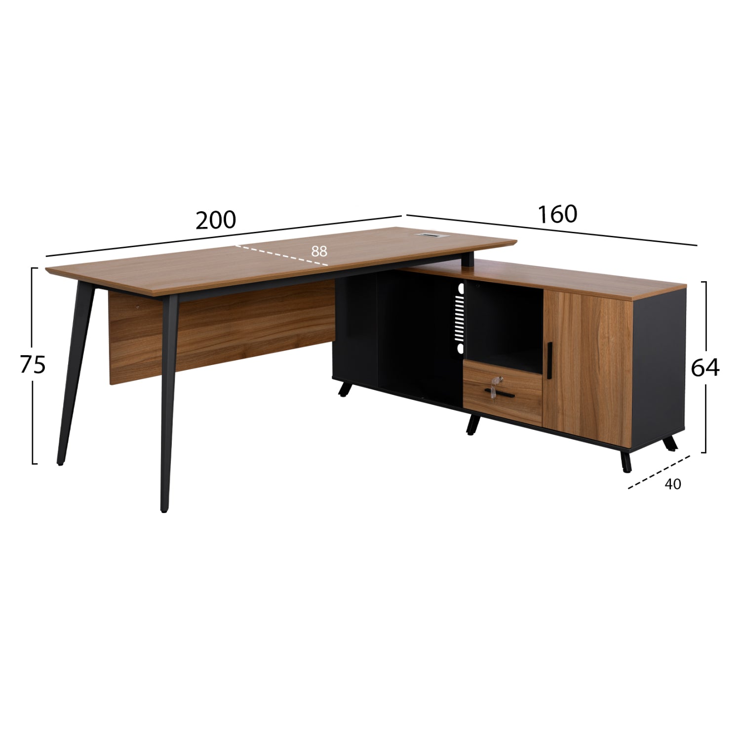 Професионален Офисен Ъглов Бюро Supreme 200x160x75 см, обръщаемо