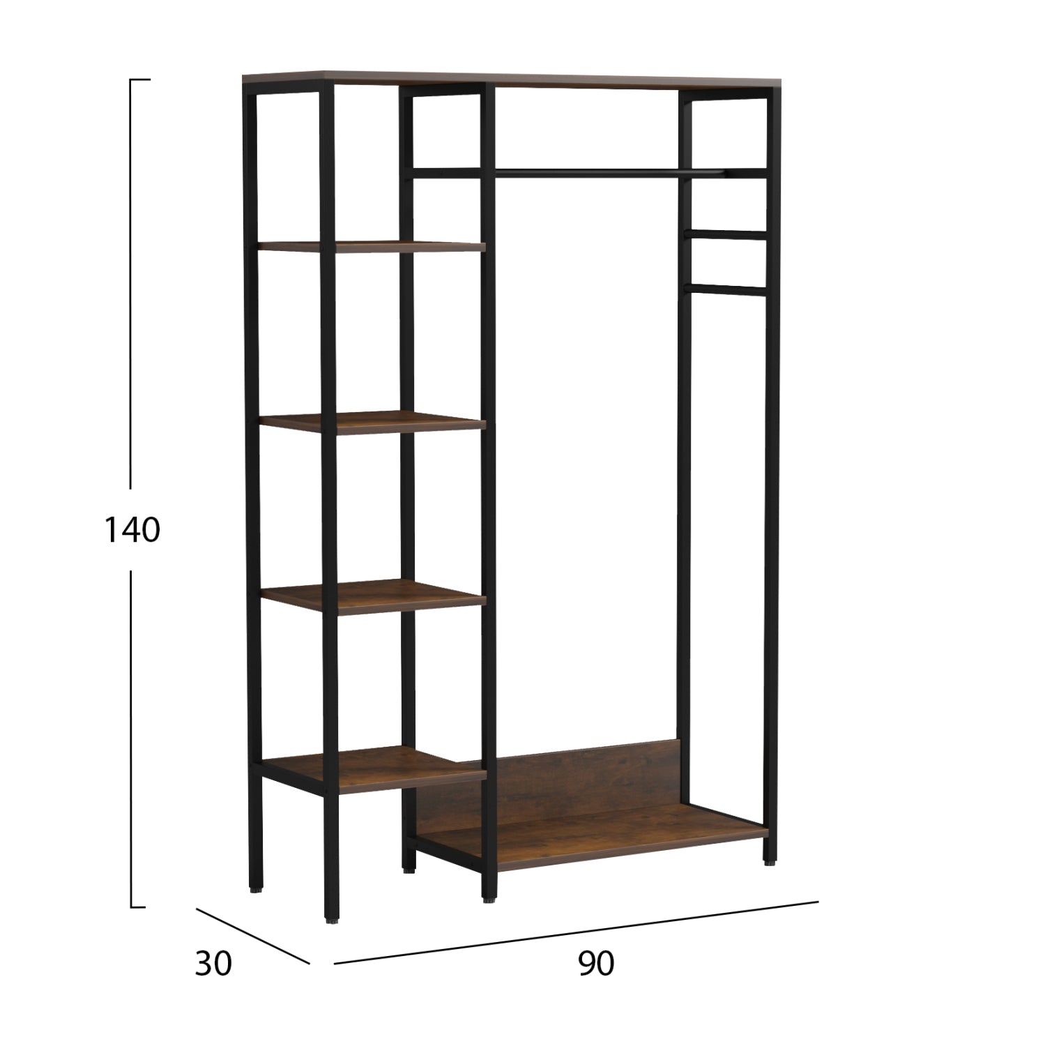 Антре/отворен гардероб ARANJA метал-меламин 90x30x140Hсм.