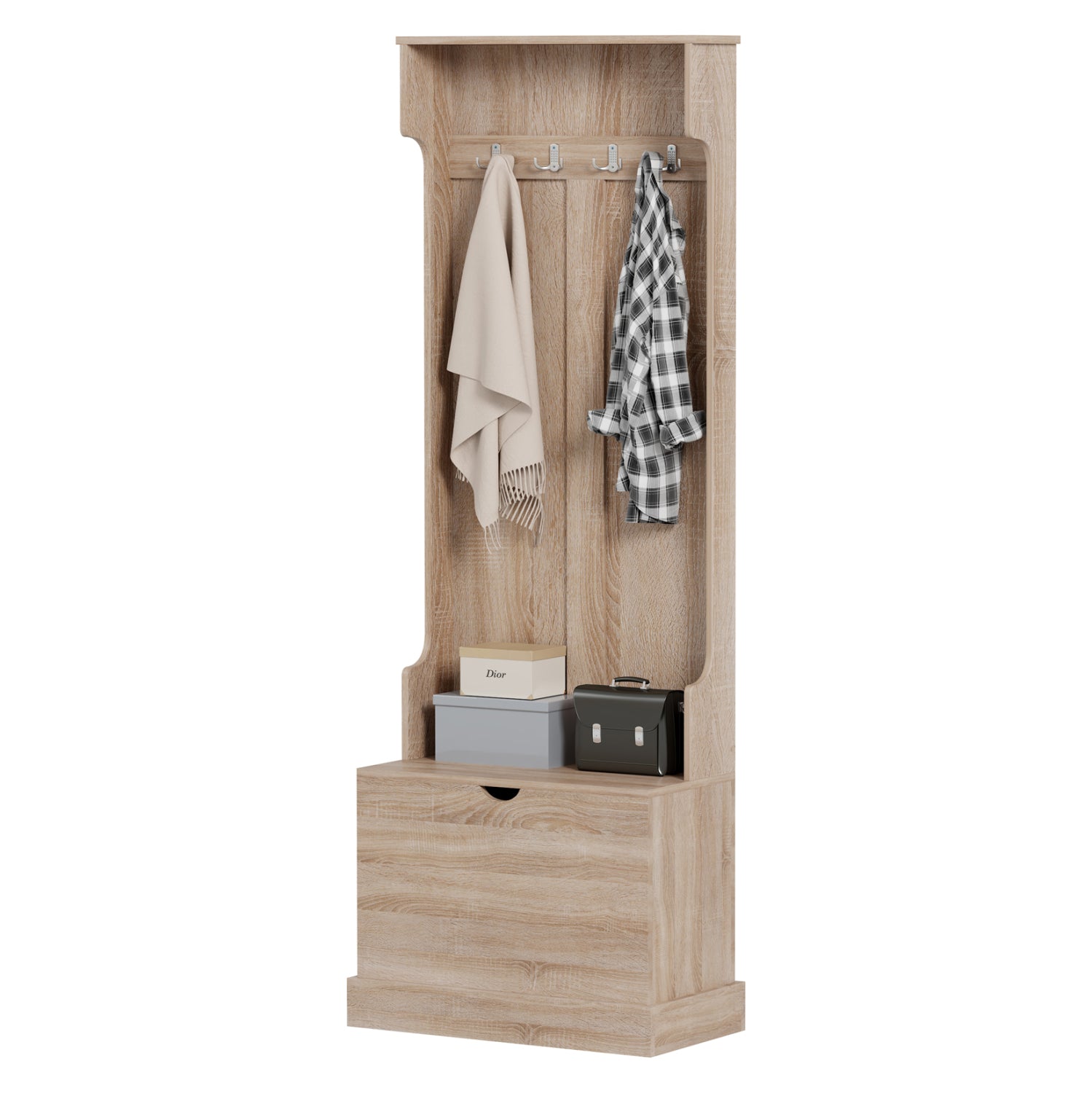 Антре KAYLOR с куки и място за съхранение - MDF в цвят сонома 65x34x180Hсм.