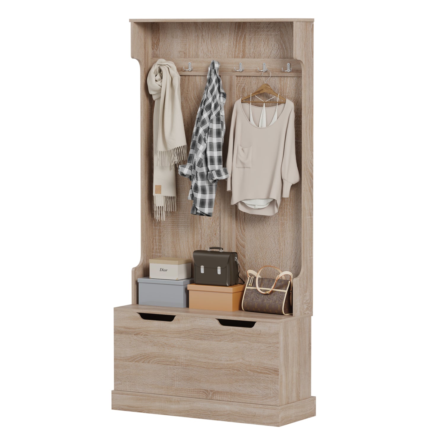 Антре KAYLOR с куки и място за съхранение - MDF в цвят сонома 93x34x180Hсм.