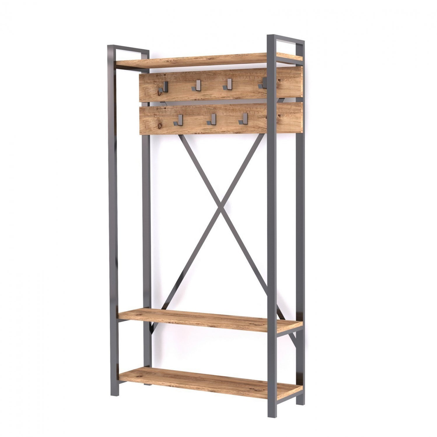 АНТРЕ МЕБЕЛ ЕСТЕСТВЕНО ДЪРВО И ЧЕРНО 90x34x180 см.