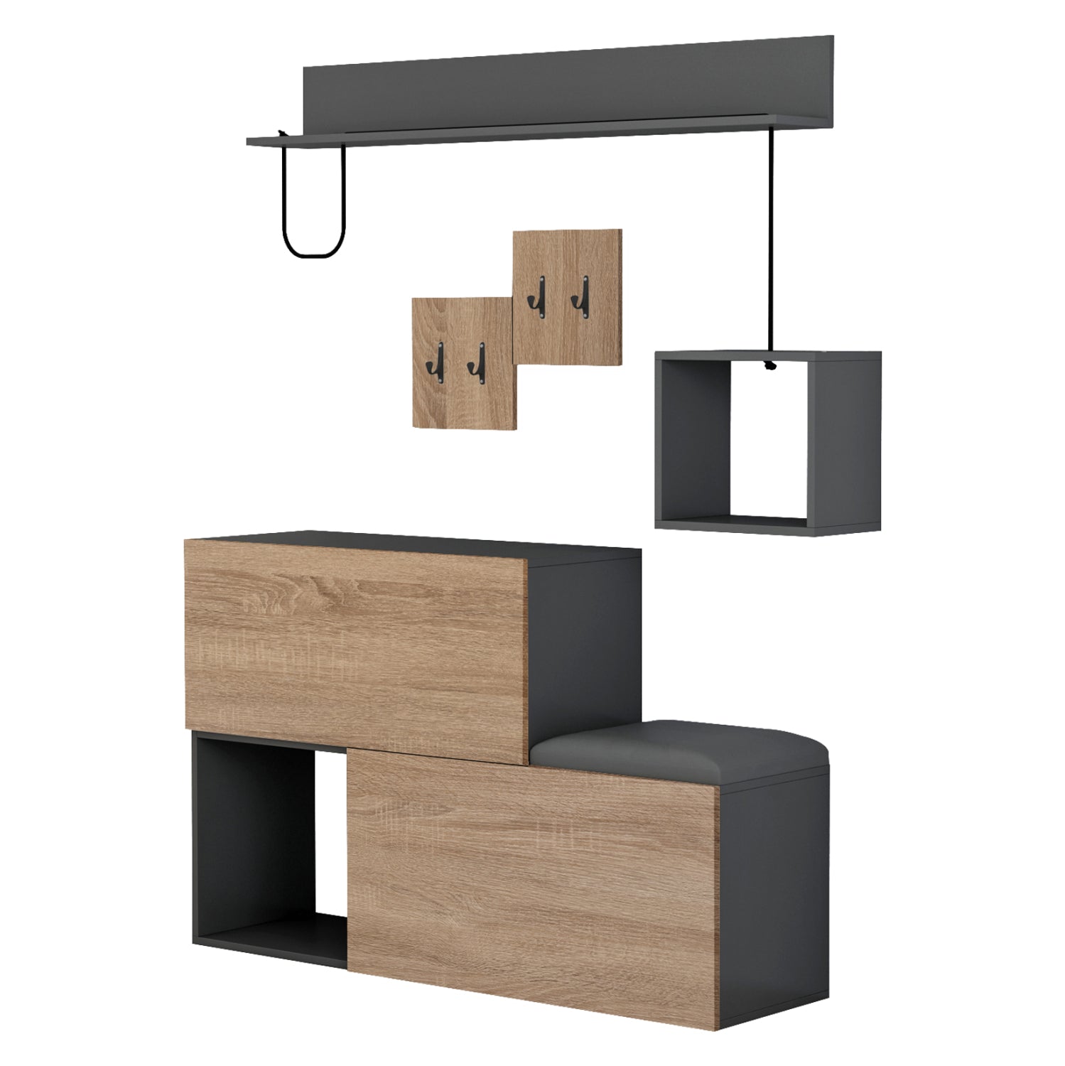 АНТРЕ МЕБЕЛЕН СЕТ CERB МЕЛАМИН SONAMA-СИВ 120x20x72Hсм.