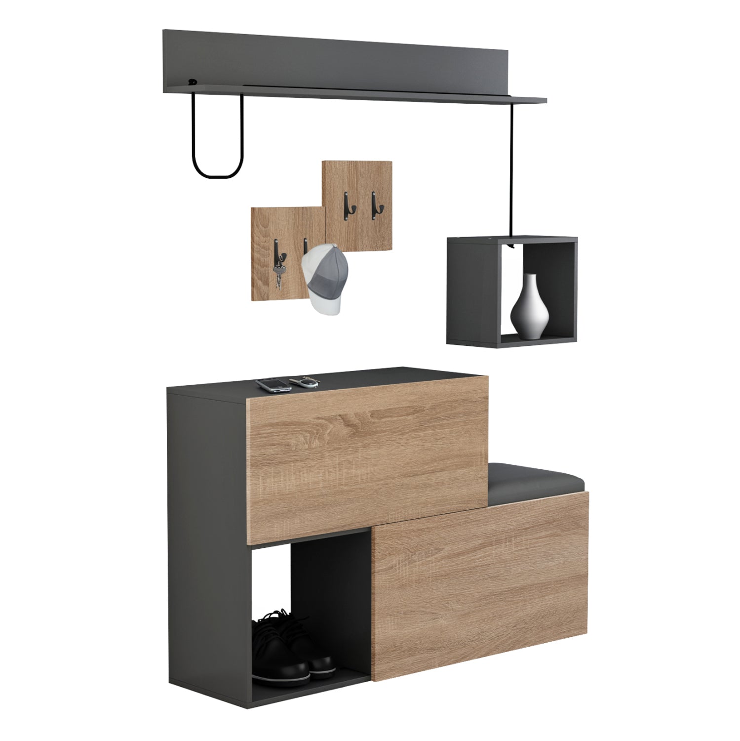 АНТРЕ МЕБЕЛЕН СЕТ CERB МЕЛАМИН SONAMA-СИВ 120x20x72Hсм.