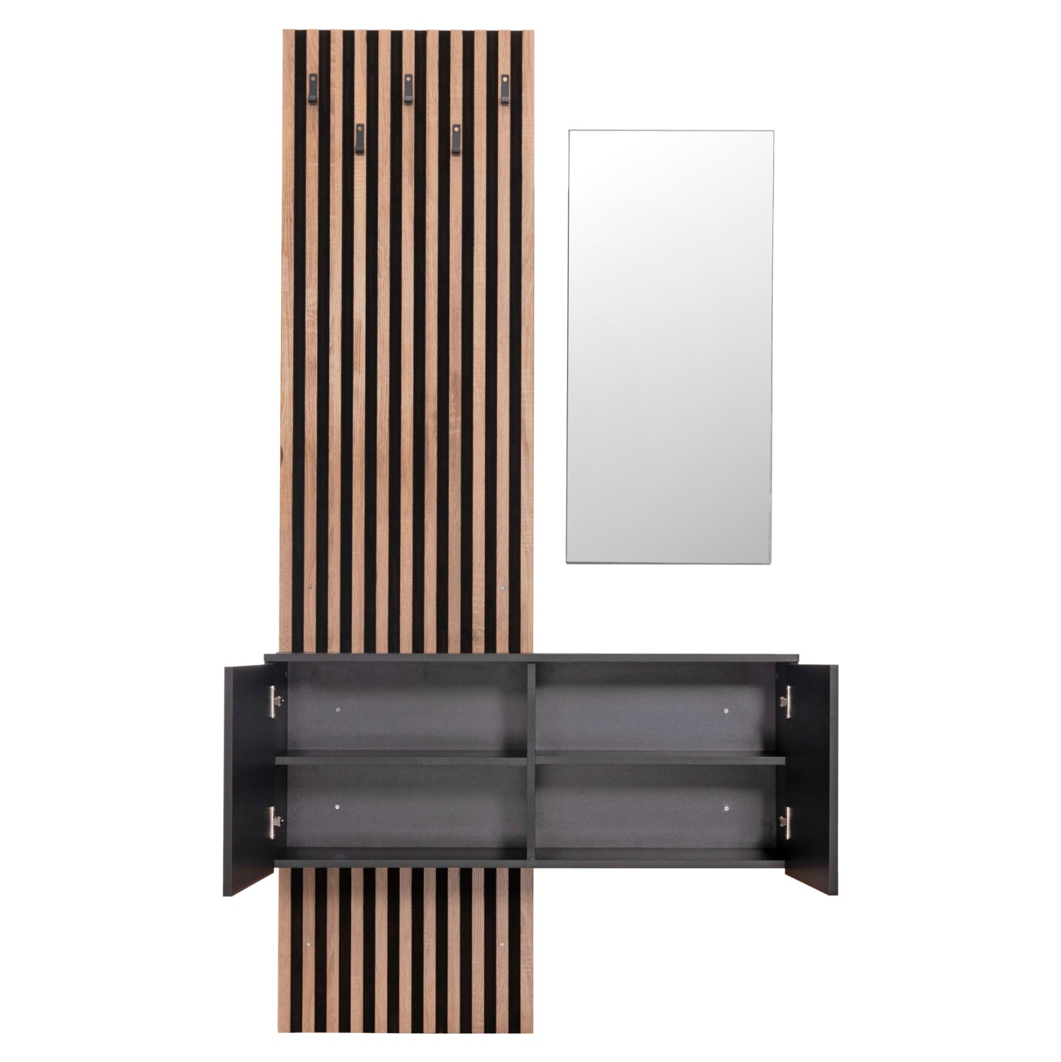 Антре комплект с огледало MYLES меламин сонома-сиво 100x37x200Hсм.