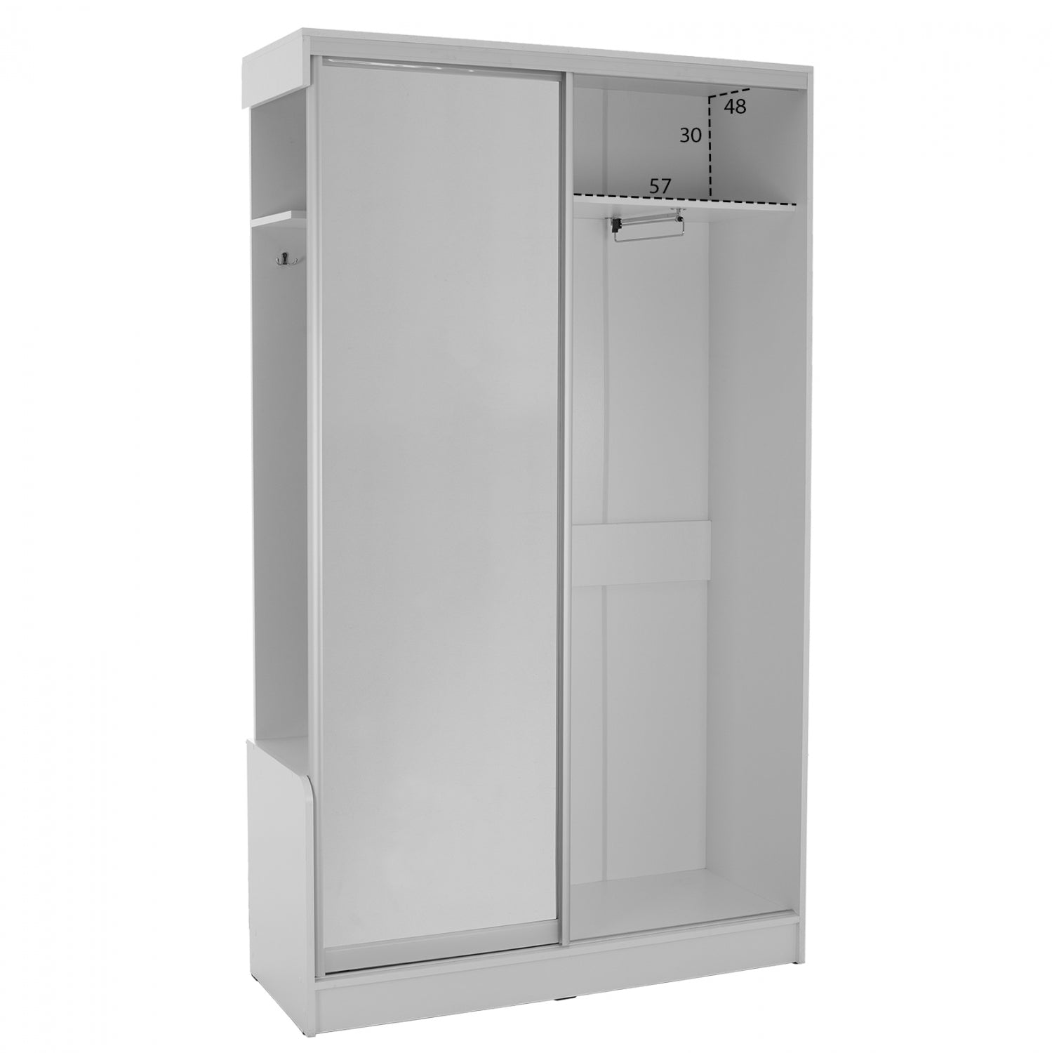 Антре с плъзгащ гардероб и огледало Dulce бял 118x45x210 см.