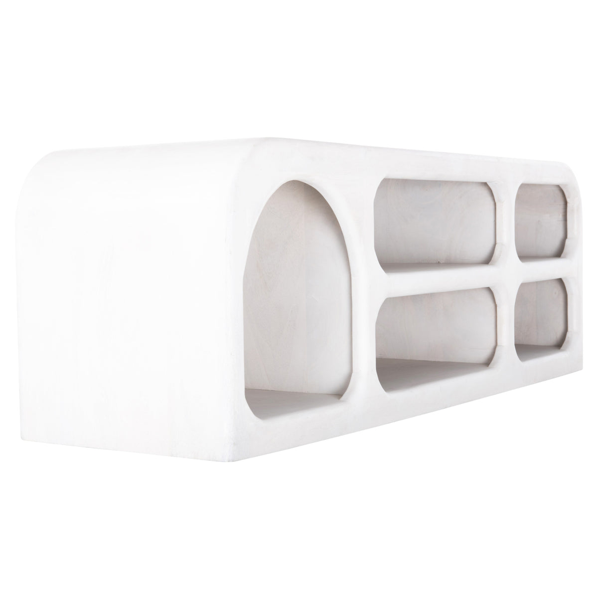ТВ шкаф HANDYR масивно дърво манго в бял цвят 130x40x45Hсм.