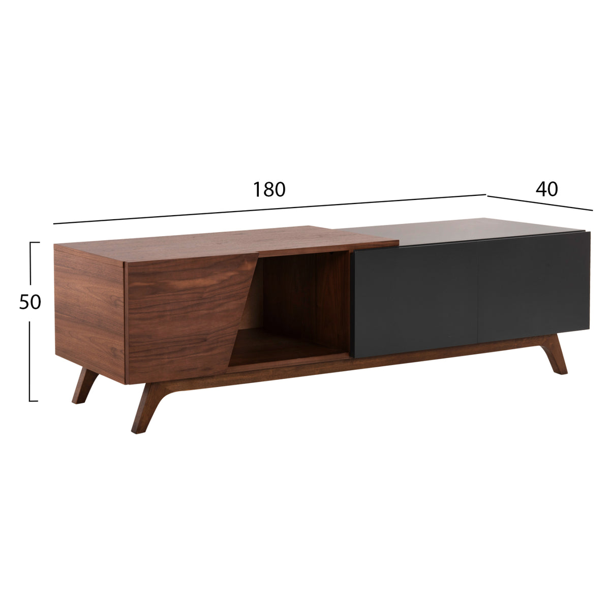 ТВ ШКАФ HUDSON MDF с орехов фурнир в орехов и тъмно сив цвят 180x40x50Hсм.