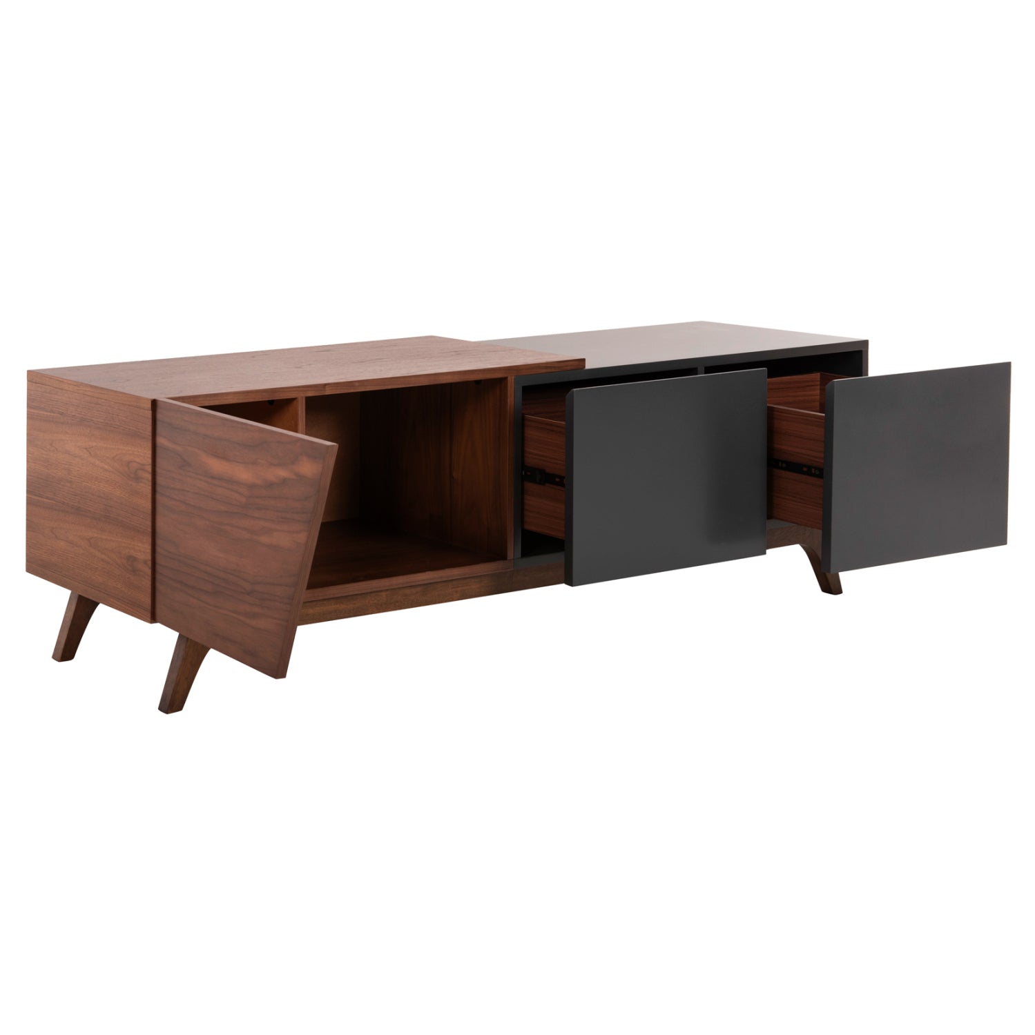 ТВ ШКАФ HUDSON MDF с орехов фурнир в орехов и тъмно сив цвят 180x40x50Hсм.