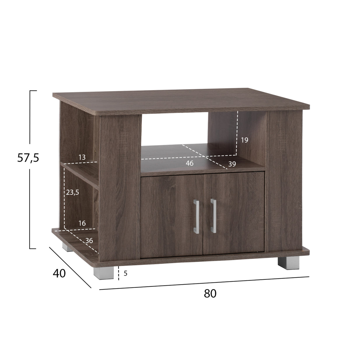 ТВ шкаф в цвят орех 80x40x57.5 см