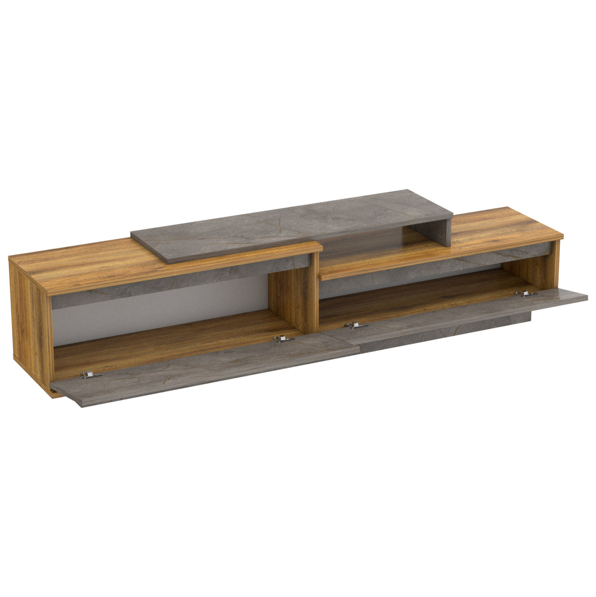 ТВ МЕБЕЛ LEIS МЕЛАМИН ЕСТЕСТВЕН & СИВ МРАМОРЕН ЦВЯТ 180x35x42Hсм.