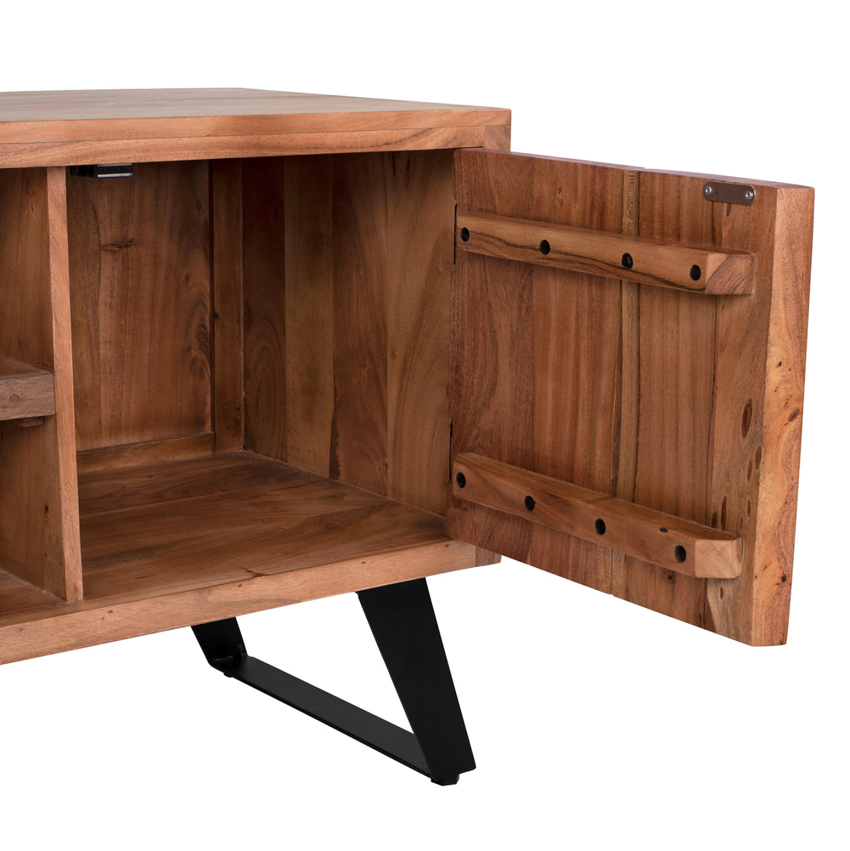 ТВ шкаф Fansi от масивна акациева дървесина натурален 135x43x61.5 см