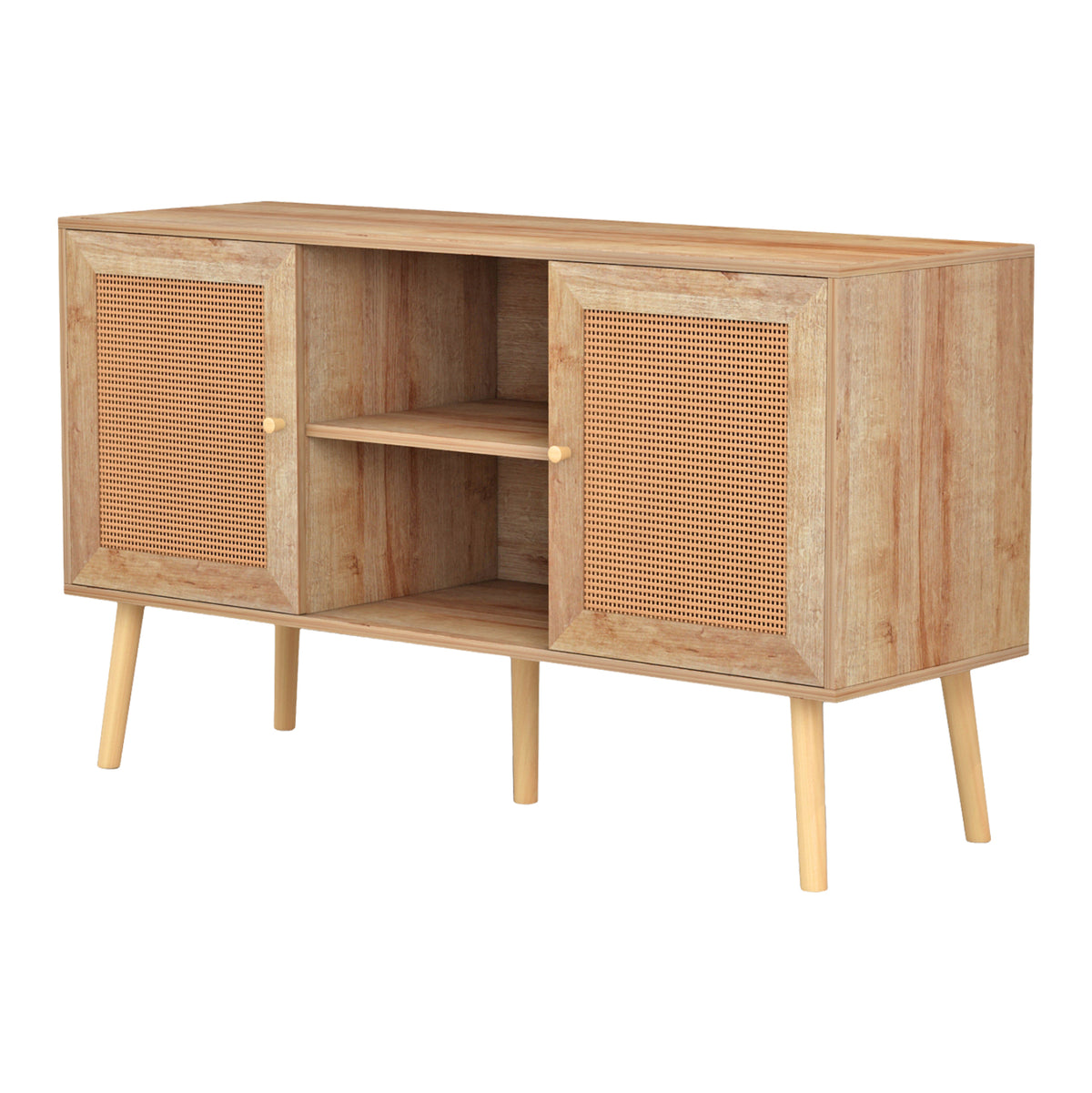 ТВ ШКАФ МЕЛАМИН COLM С ВРАТИ ОТ РАТАН ЕСТЕСТВЕН ЦВЯТ 120x39x56,5Hсм.