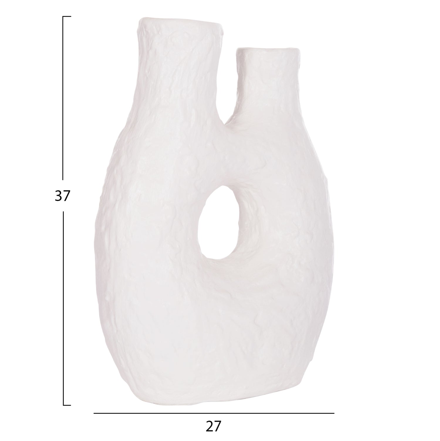Декоративна маса ваза NAMENTIS.02L теракота в бял цвят--27x13.5x37Hcm.