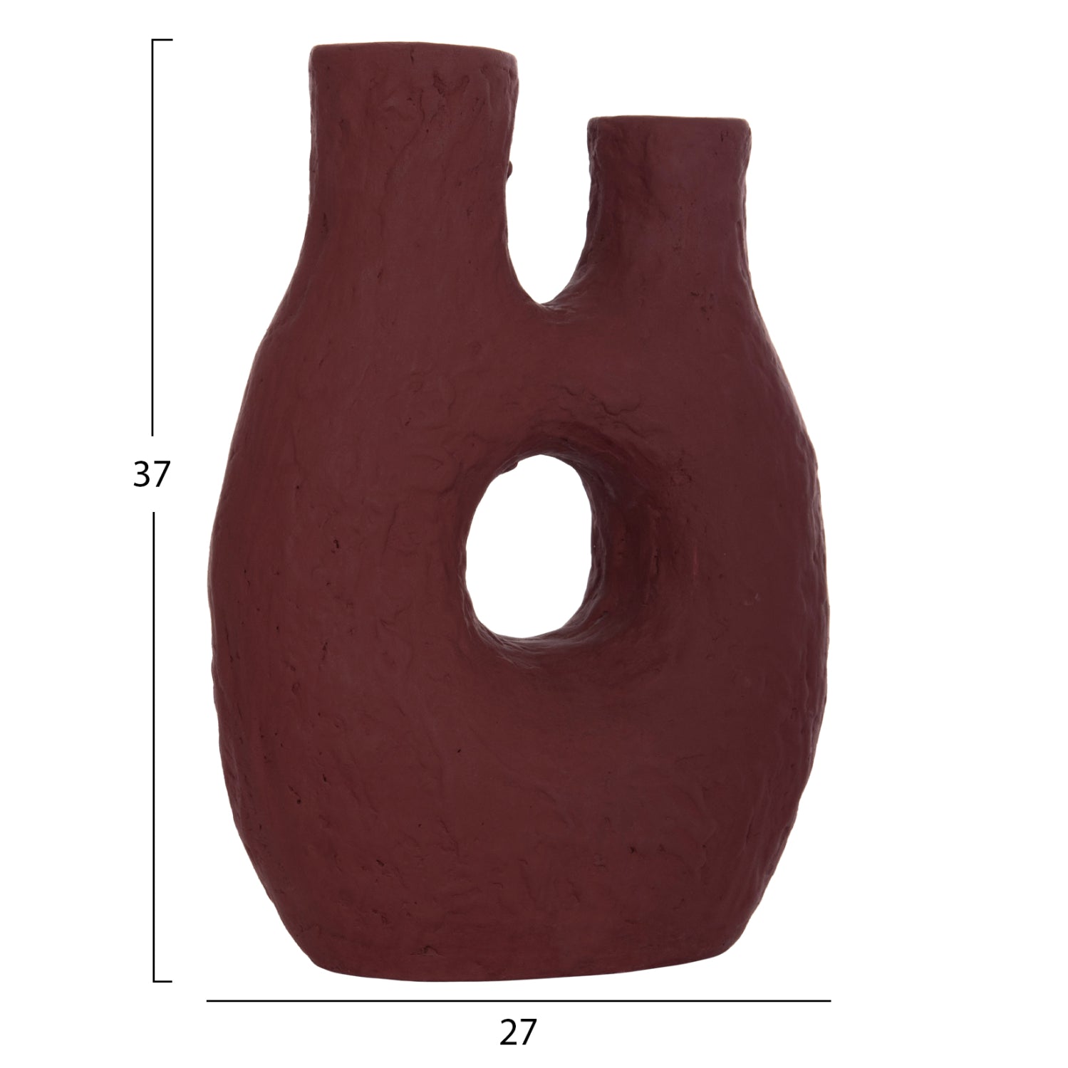 Декоративна маса ваза NAMENTIS.03L теракота в бордо червен цвят--27x13.5x37Hcm.
