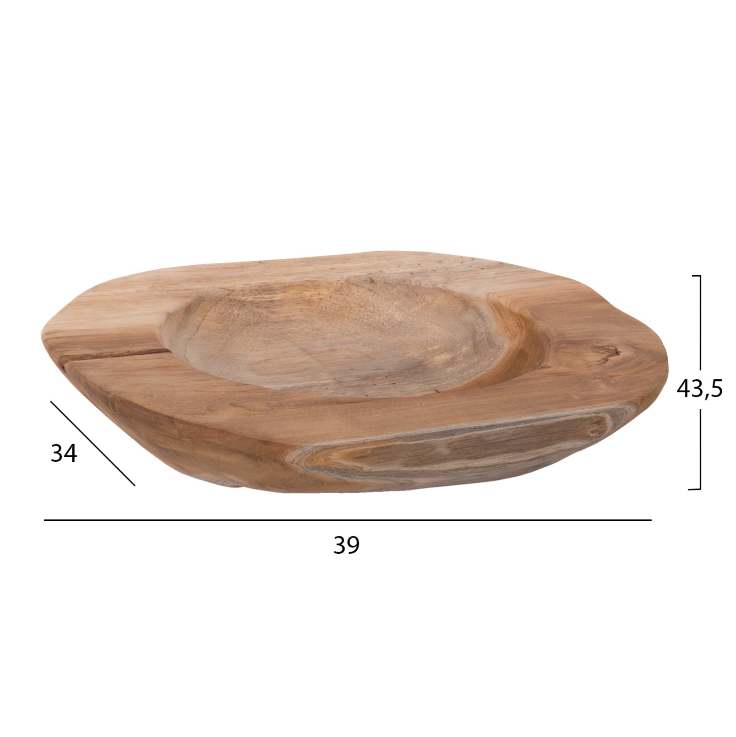 Декоративна купа за маса YOKI тиково дърво Φ39x6.5Hсм.