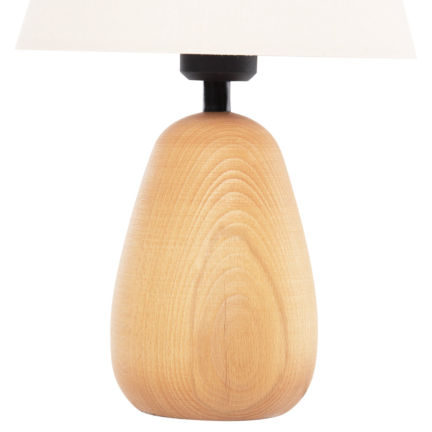 Настолна лампа CONNI кремаво бяла капачка-дървена основа Φ23x34см