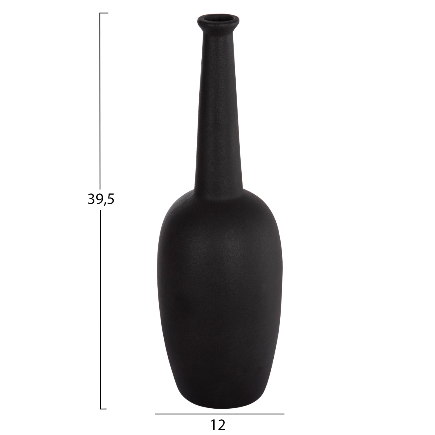 Керамична декорация за маса ELENDIL черен мат Φ12x39.5Hсм.