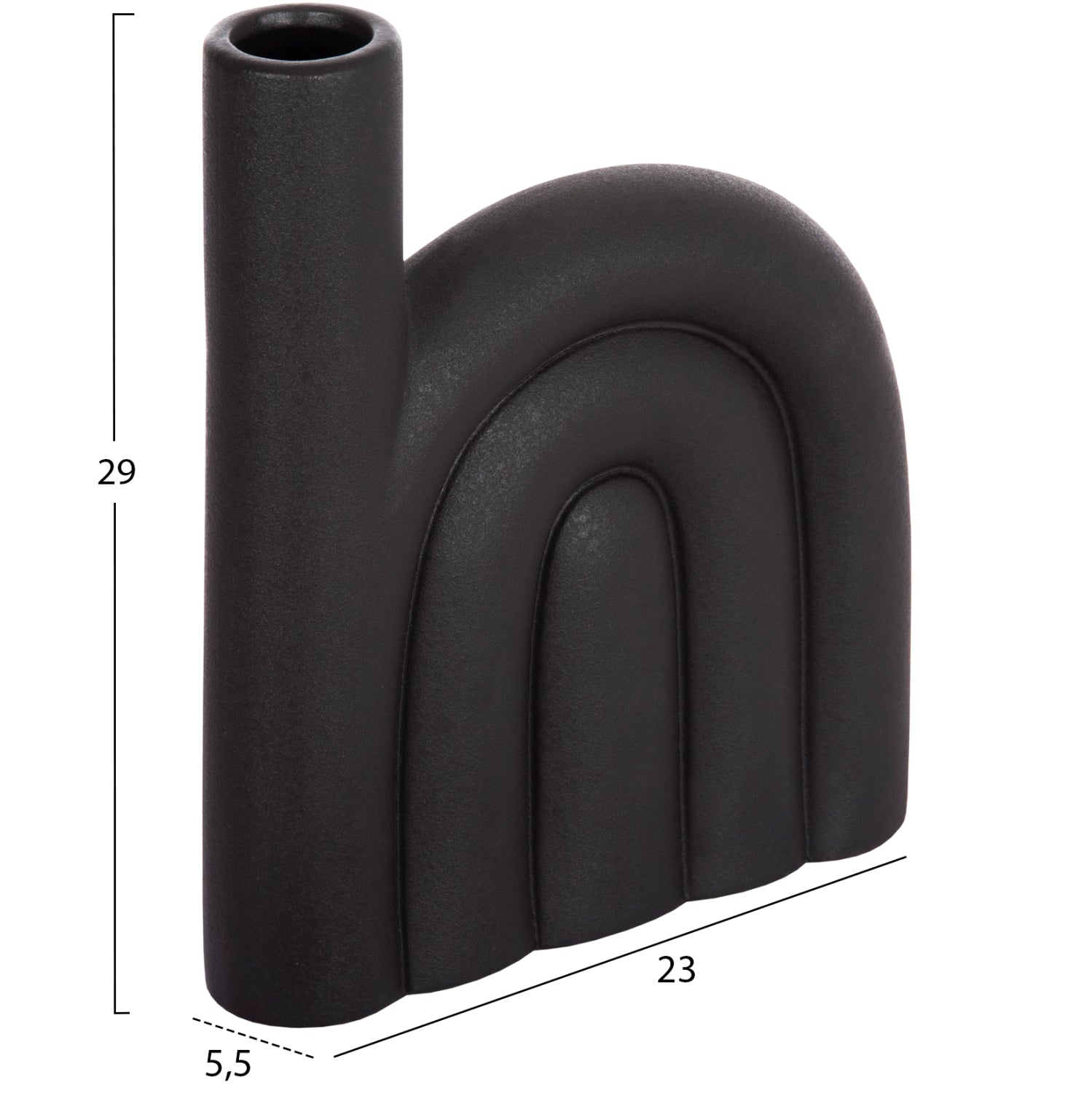 Керамична декорация за маса ARCON матово черна 23x5,5x29Hсм.