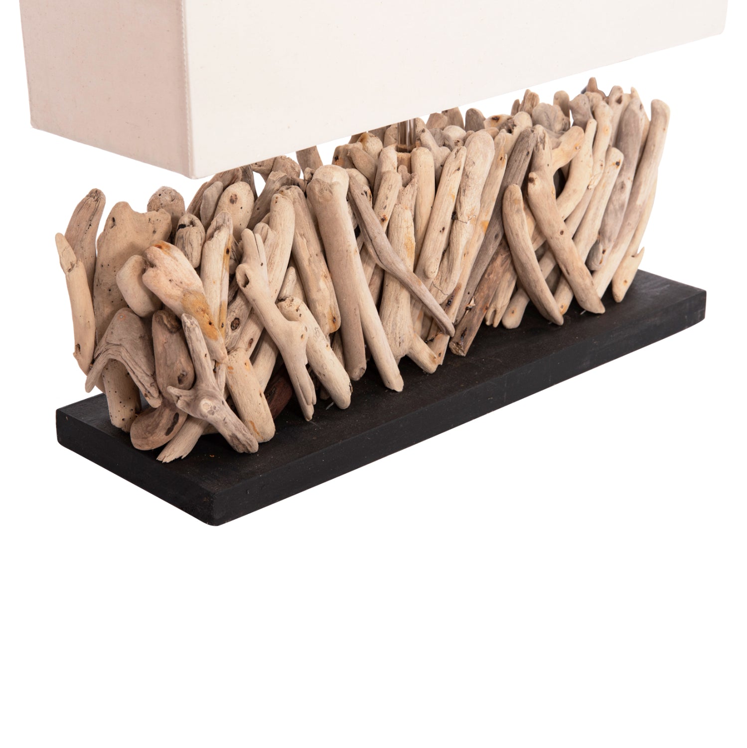 Настолна лампа правоъгълна TWIGGY дрифтуд и бял абажур 56x16.5x43см