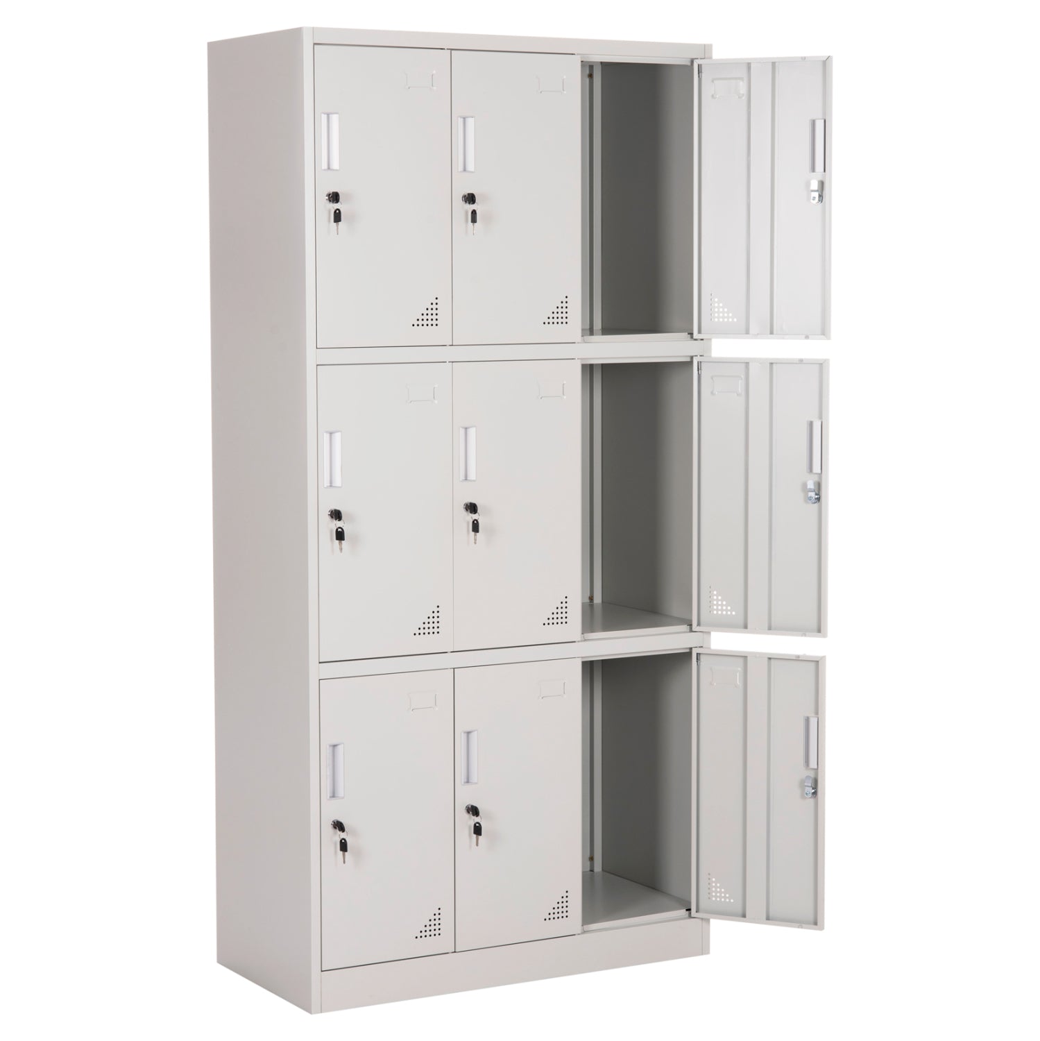 МЕТАЛЕН ШКАФ MALMOE 9 КАБИНЕТА С КЛЮЧАЛКИ СВЕТЛОСИВ 90x45x185Hсм.
