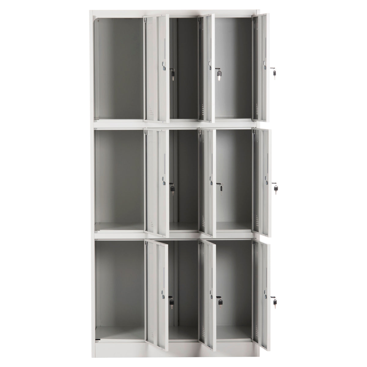 МЕТАЛЕН ШКАФ MALMOE 9 КАБИНЕТА С КЛЮЧАЛКИ СВЕТЛОСИВ 90x45x185Hсм.