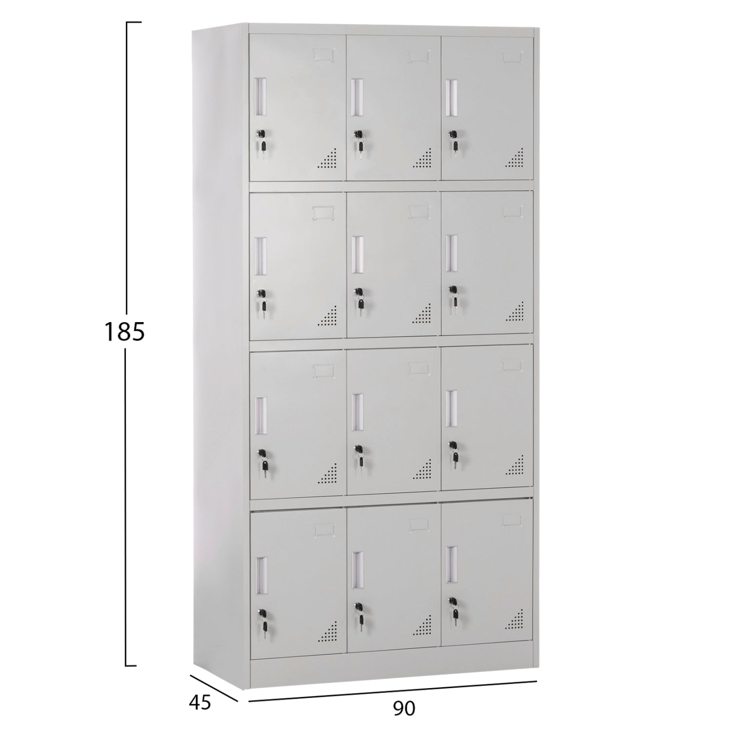 Метален шкаф с 12 отделения и ключалки BEXLEY светлосив 90x45x185Hсм.