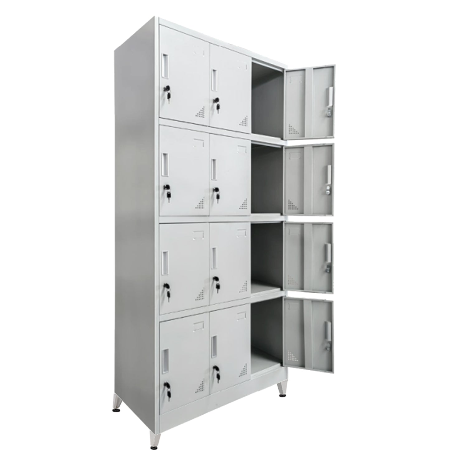МЕТАЛЕН ШКАФ BEXLEY С КРАКА - 12 КАБИНЕТА С КЛЮЧАЛКИ В СВЕТЛО СИВО 90x40x195Hcm.