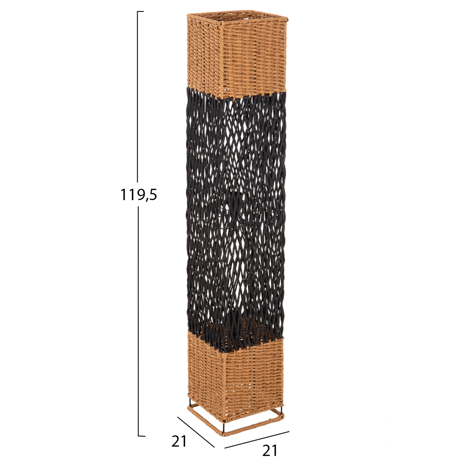 Подова лампа метал-хартия въже в пясъчно бежово-черно 21x21x119,5Hcm.
