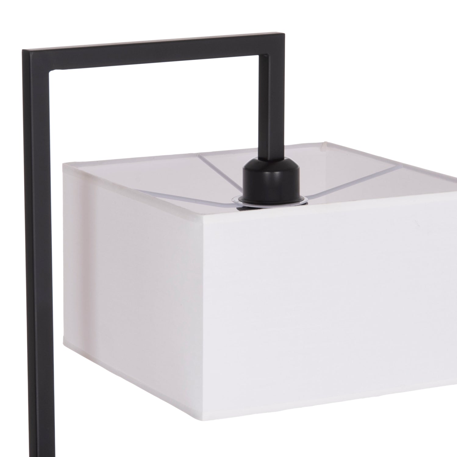 Подова лампа Brans черен метал--бял PVC абажур 25x33x170Hсм.