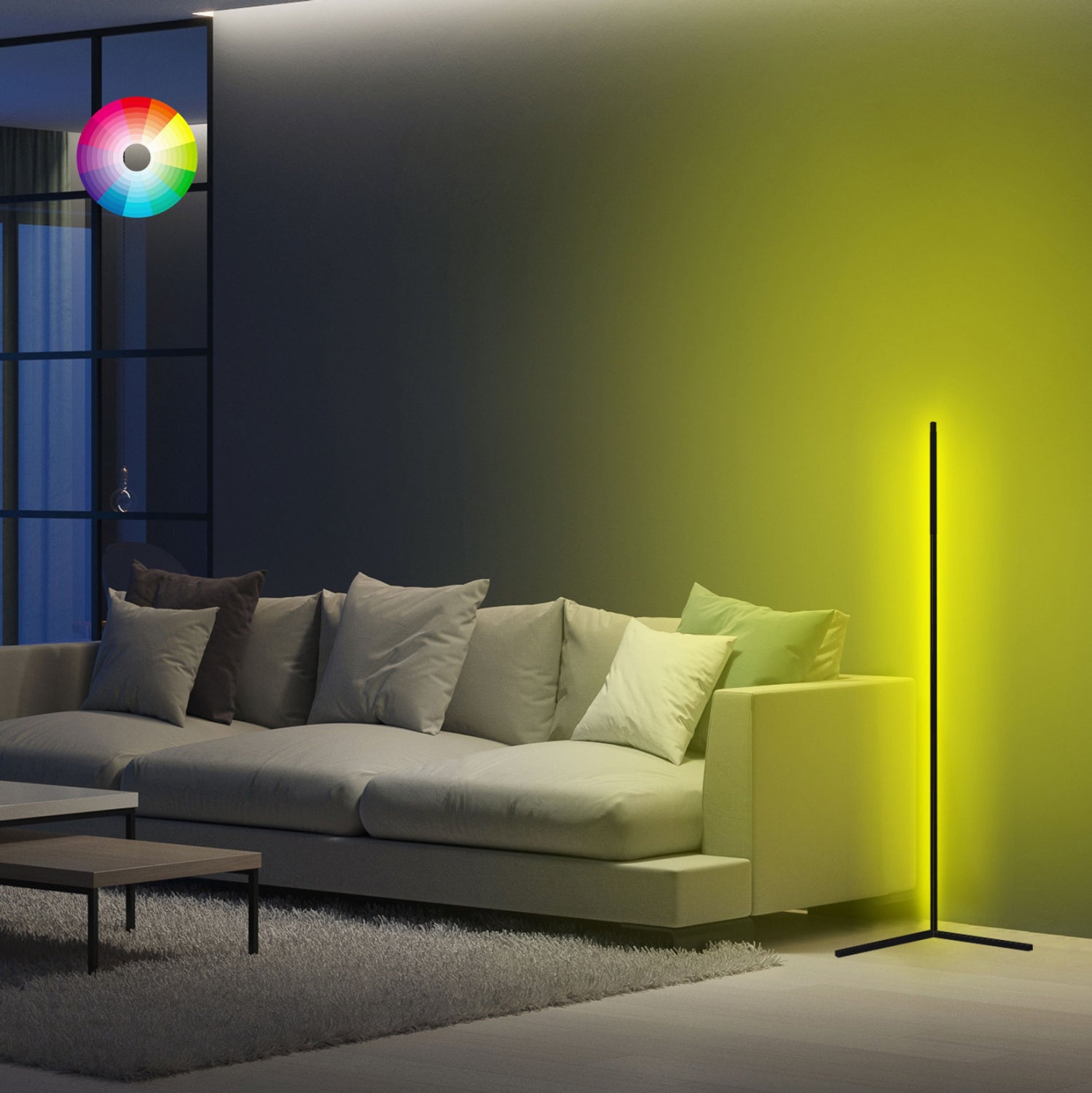 Подова лампа черна с RGB LED и безжично управление 30x30x120 см.