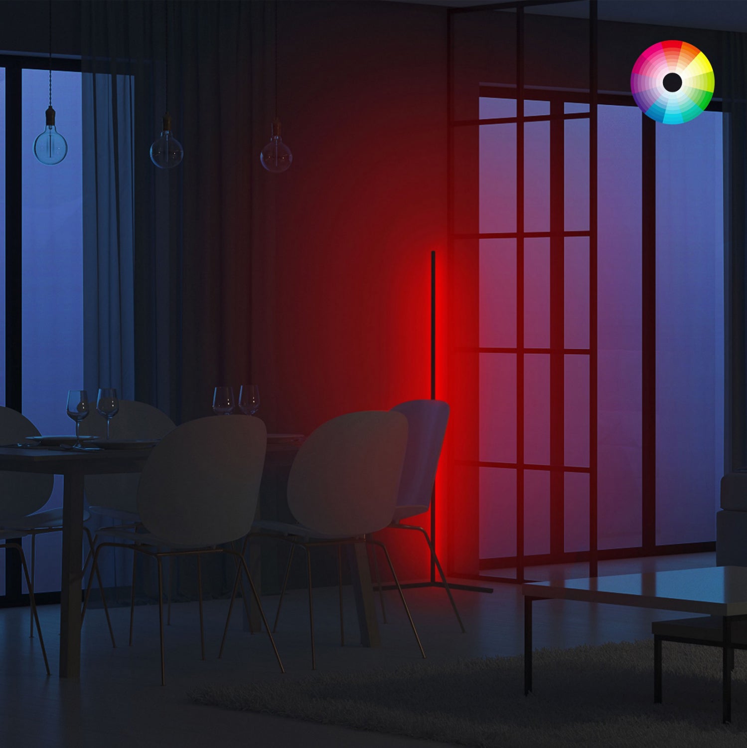 Подова лампа черна с RGB LED и безжично управление 30x30x120 см.