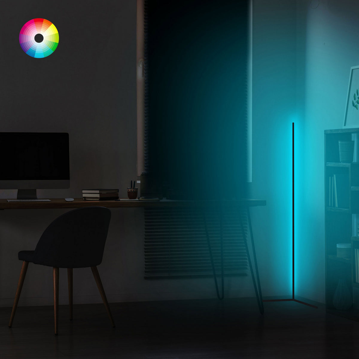 Подова лампа черна с RGB LED и безжично управление 30x30x120 см.