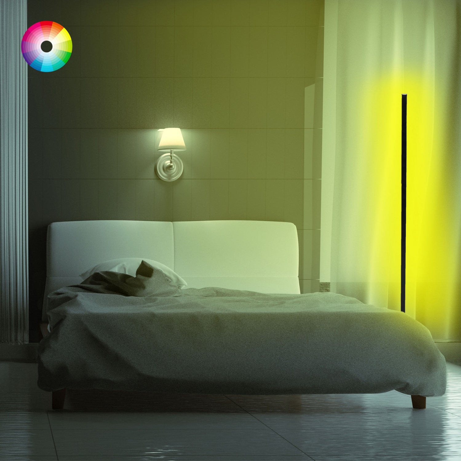Подова лампа черна с RGB LED и безжично управление 30x30x120 см.