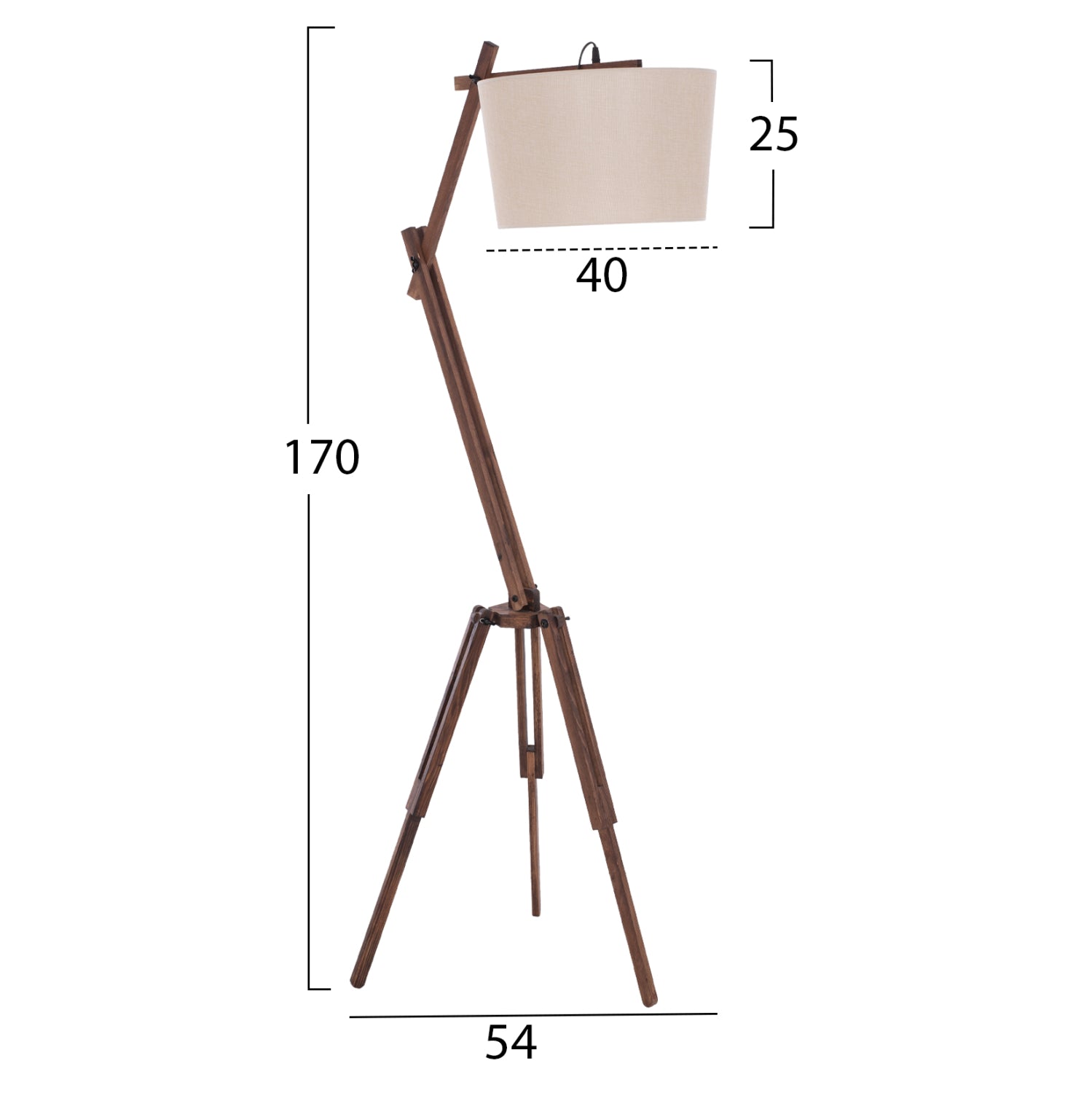 ПОДОВА ЛАМПА CRANE С ТРИПОЖКА И РЪКА БЕЖОВ КАПАК 54x54x170Hcm.