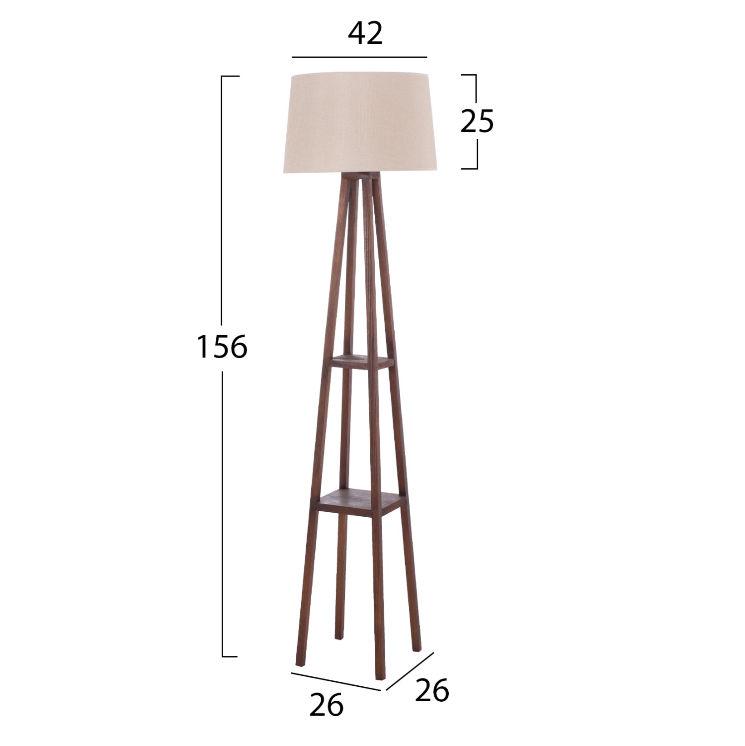 ПОЛИЛЕЙ С ДЪРВЕНИ КРАКА ОРЕХ БЕЖОВ КАПАК 26x26x156Hсм.